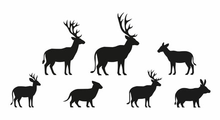 Silhouette of a Deer Herd - Majestic Antlers and Graceful Forms.