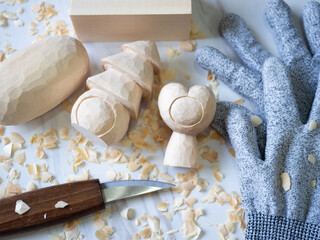 art toy wood carving cute wooden carved Basswood doll merry christmas tree and heart love happy valentine toy design art craft handmade decoration gift present hobby model sculpture selected focus