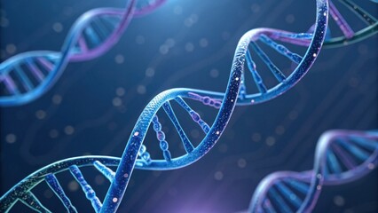 A vibrant visualization of a DNA double helix, showcasing its intricate structure and glowing effects against a dark background.