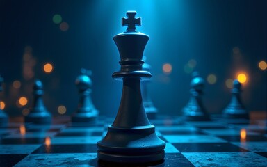 Digital Knight Chess Piece Strategy Game Night Sky. High quality