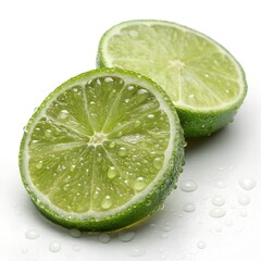 Fresh Lime Halves with Water Drops – Close-Up High Contrast Photo