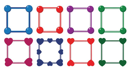 Vibrant colorful frames for photos or invitations, cute modern designs