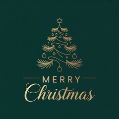 merry christmas greeting card with christmas tree