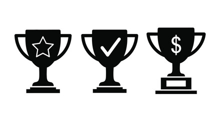 Achieve goals, celebrate success and financial rewards, vector icons