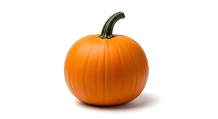 Obraz premium A round orange pumpkin with no carving, centered on white background