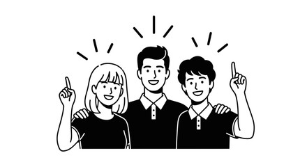 Dynamic team celebrating a bright idea together in modern workspace