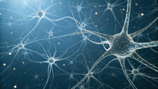 A close-up view of interconnected neurons showcasing their intricate structures against a dark background, representing the complexity of the nervous system.