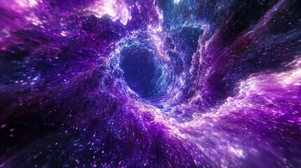 A swirling wormhole glows with vibrant purple and cyan light, creating a dynamic tunnel of energy that evokes sci-fi travel, cosmic depth, and futuristic motion.

