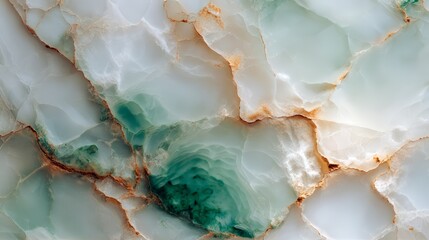 Abstract Green White And Gold Marble Texture Close Up Macro View