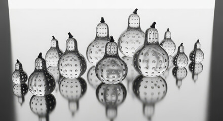 Collection of vintage vacuum tubes reflected on surface