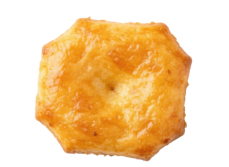 Golden cracker shiny crust baked snack octagon shape single object