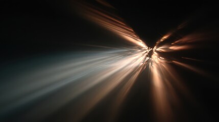 Obraz premium Abstract Light Streaks and Rays Emanating from a Central Point in Darkness beams