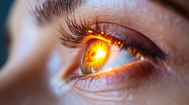 Glimpse of the Soul: An eye glows with an inner light, radiating intensity and a hint of the unknown, captivating the viewer with its mesmerizing gaze.