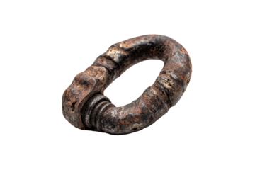 Macro shot of a rusty, oval-shaped, metal object with a textured surface against black