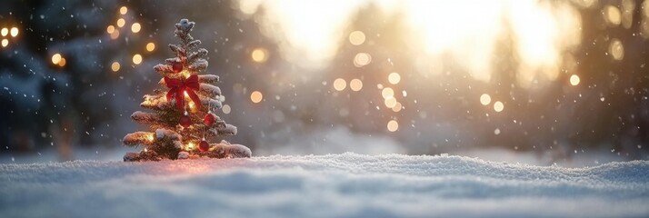 Magical Winter Snow Scene with Soft Bokeh for Christmas