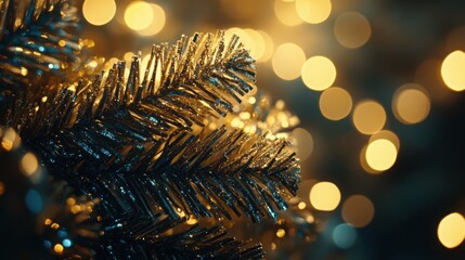 Dreamy Christmas Landscape with Snow and Blurred Lights