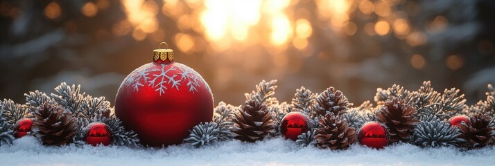 Snow-Covered Holiday Background with Sparkling Bokeh