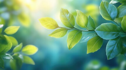 Sunlight filters through vibrant green leaves in a serene garden during springtime, creating a calming atmosphere filled with nature's beauty