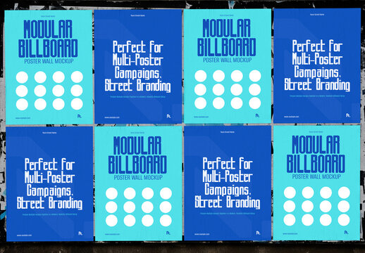 Modular Billboard Poster Wall Mockup