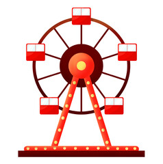 Red Ferris Wheel Illustration Isolated on White Background
