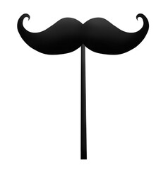 Black Mustache with Stick Illustration Isolated on White Background