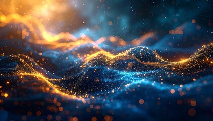 Obraz premium Abstract Waves of Light and Energy in a Cosmic Landscape.