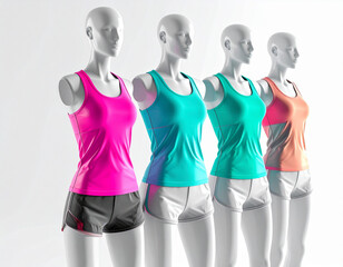  Sporty Chic Women’s Apparel – Mannequin Display with Summer Fitness Wear