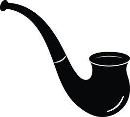 Black silhouette of a curved smoking pipe on a white background 3