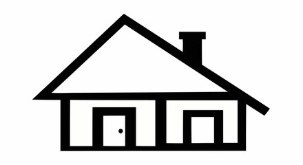 Simple Black and White House Icon Illustration.