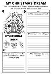 My Christmas Dream writing craft for kids! Includes DIY coloring templates and fun writing prompts about gratitude and holiday wishes. Perfect for creative ELA Christmas classroom activities.