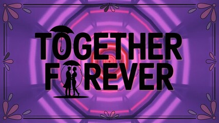 Seamless tunnel video loop with vibrant colors and love theme in a digital art setting