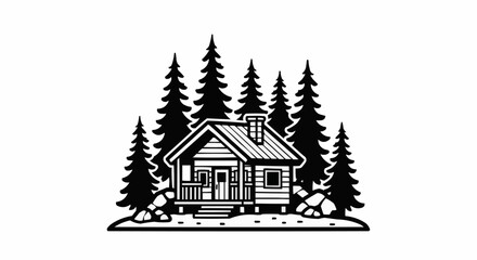 Cabin in the Woods - A Rustic Retreat Among Towering Pines.