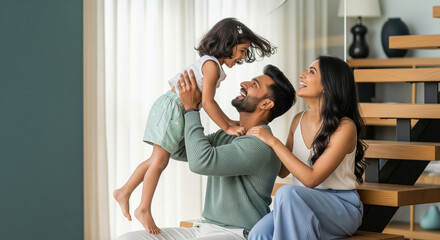 Happy Indian Family Enjoying Playful Moments at Home