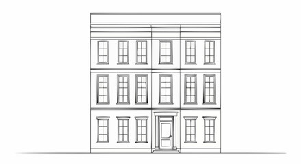 Architectural facade of a classic building with multiple windows and a central entrance.