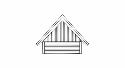 Architectural line drawing of a classic gable roof and garage door.
