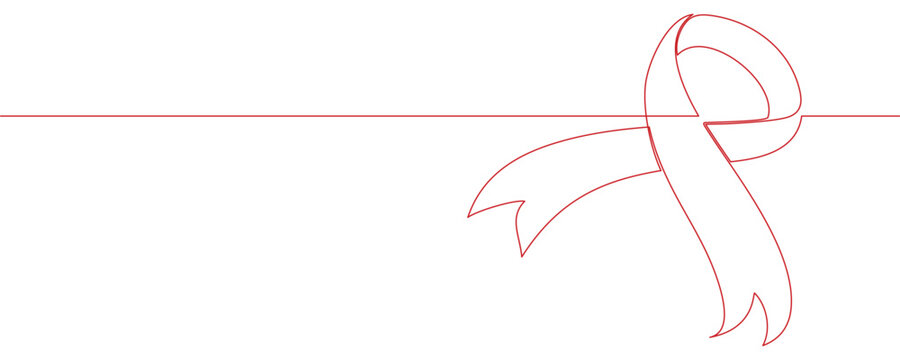 Illustration Aids day ribbon with line art style - Powered by Adobe