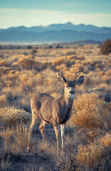 Deer along a prairie background