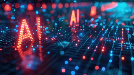 Futuristic AI Neural Network Visualization in Vibrant Digital Setting