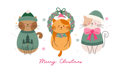 Happy Catmas with Cute Christmas Cat Illustration Collection