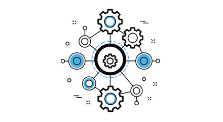 Modern network diagram with gears showcasing business connections