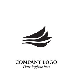 Ship Moving Fast Logo Symbol in Black on the White Background with Modern Maritime Design