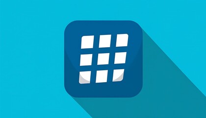 Blue Icon with White Grid and Curled Corner Design.