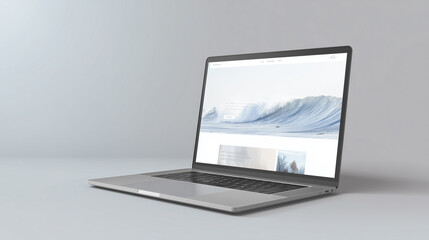 Fototapeta premium Modern laptop mockup with website display on clean background