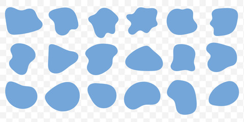 Random organic blob shapes. Black cube drops. Liquid organic amoeba silhouette blob in modern style. Various shapes of irregular blobs. organic blob shape irregular form abstract vector illustration 