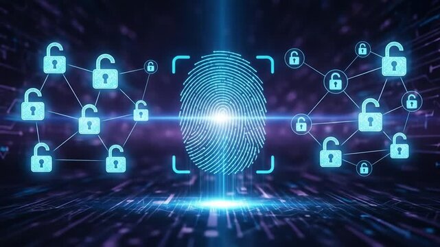 Cybersecurity biometrics data protection technology concept scan fingerprint access - Powered by Adobe