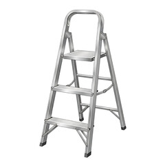 Silver ladder aluminum step ladder folding ladder metal ladder portable ladder home ladder construction ladder on transparent background