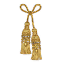 Gold tassels decorative element luxury design elegant decor ornament embellishment embellish fringe on transparent background