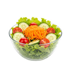 Salad vegetable healthy food fresh lettuce tomato cucumber carrot diet nutrition delicious bowl vegan raw on transparent background