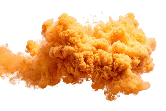 A billowing mass of golden-orange vapor against a black background, suggesting an explosion