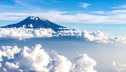 Mount Fuji rising above the clouds, a majestic aerial view.